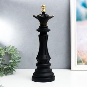 Сувенир полистоун "Шахматная фигура - Ферзь" чёрный с золотом 37х12х12 см