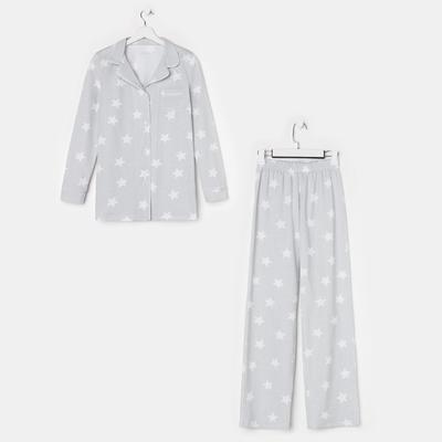 Пижама женская (рубашка, брюки) KAFTAN Star, размер 52-54, серая