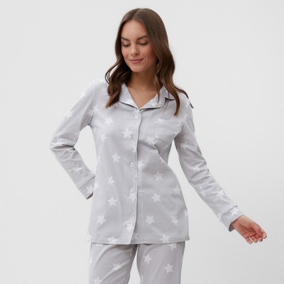 Пижама женская (рубашка, брюки) KAFTAN Star, размер 52-54, серая