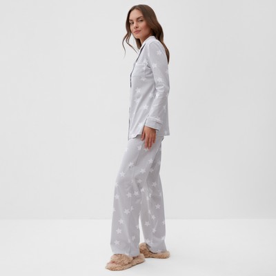 Пижама женская (рубашка, брюки) KAFTAN Star, размер 52-54, серая