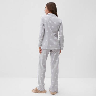 Пижама женская (рубашка, брюки) KAFTAN Star, размер 52-54, серая