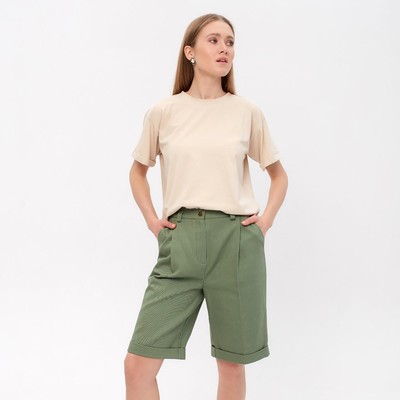Шорты женские бермуды MINAKU: Enjoy, цвет оливковый, р-р 50