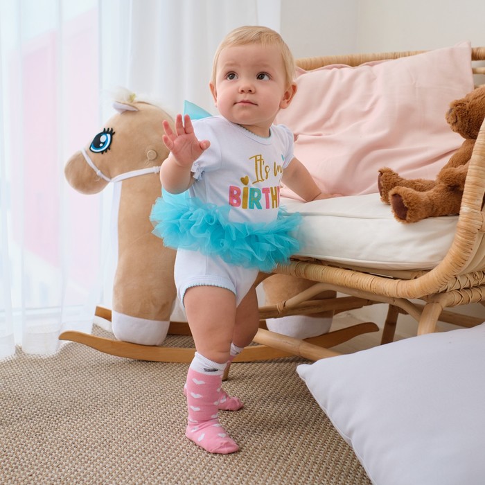 Боди для девочки с юбкой «Крошка Я» Birthday, рост 62-68 см - Фото 1