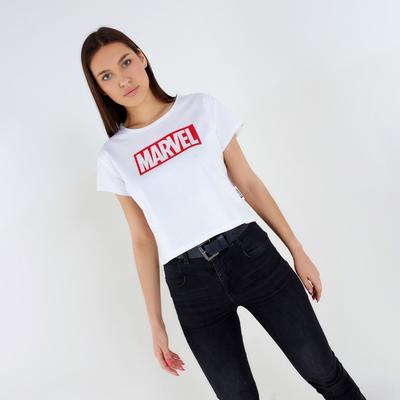 Футболка укороченная «Marvel» Мстители, цвет белый