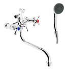 Смеситель для ванны ZEIN Z0155, кран-букса 1/2", душевая лейка и шланг, хром - Фото 5