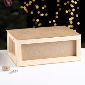 Подарочная коробка "Бандероль" деревянная с гвоздями и веревкой 30×21×12,5 см