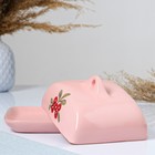 Маслёнка Псковский гончар «Подарочная брусника», керамика, 8×18×13 см, розовая 6937946