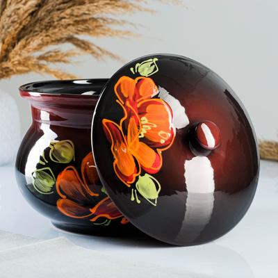Супница Псковский гончар «Мак на чёрном», 3.6 л, керамика