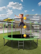 Батут ONLYTOP, d=366 см, высота сетки 173 см, с лестницей, цвет зелёный 5392844 - фото 14601054