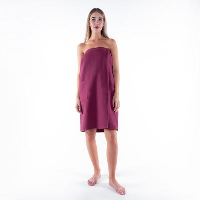 Полотенце банное Этель «Парео» с карманом 80×140 см цв. темная сирень, 100% хл, вафля 240 г/м²