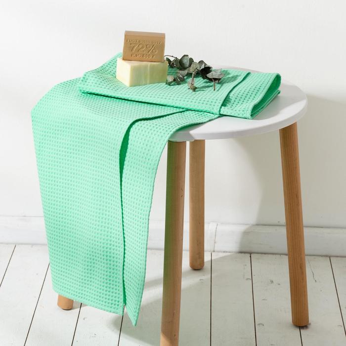 Полотенце вафельное «Этель», 70×140 см, хлопок 100%, мятное - Фото 1