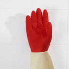 Перчатки хозяйственные резиновые Доляна, размер L, плотные, 50 гр, цвет красный - Фото 5