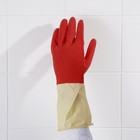Перчатки хозяйственные резиновые Доляна, размер L, плотные, 50 гр, цвет красный - Фото 7