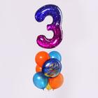 Букет из шаров «День рождения – космос. 3 года», фольга, латекс, набор 7 шт. - Фото 1
