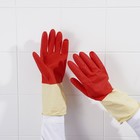 Перчатки хозяйственные резиновые Доляна, размер XL, плотные, 50 гр, цвет красный - Фото 9