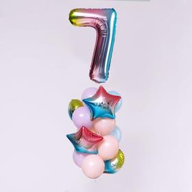 Букет из шаров «День рождения – нежность. 7 лет», фольга, латекс, набор 15 шт.