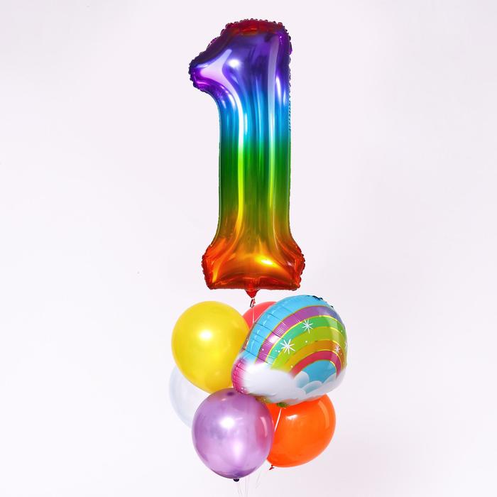 Букет из шаров «День рождения – облако. 1 год», фольга, латекс, набор 7 шт. - Фото 1