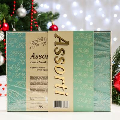 Конфеты Pin Up ассорти из тёмного шоколада (коньяк, сливочный ликёр, амаретто), 195 г