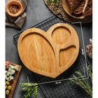 Менажница деревянная Доляна «Сердце», 25×25 см, 3 секции, берёза - Фото 2