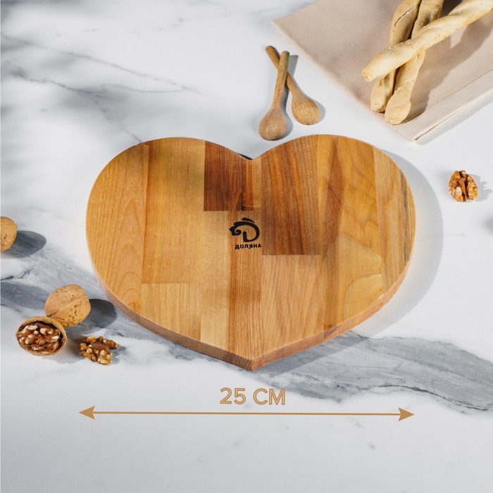 Менажница деревянная Доляна «Сердце», 25×25 см, 3 секции, берёза - фото 1883702523