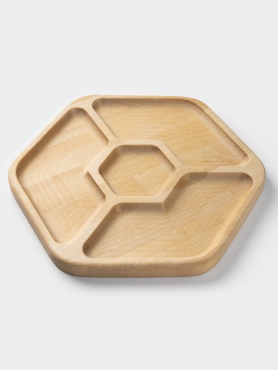 Менажница Доляна «Ромб», 27×27 см, 4 секции, дерево берёза