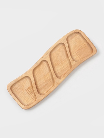 Менажница деревянная прямоугольная Доляна, 30×10×1,8 см, 4 секции, берёза