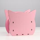 Кашпо деревянное для цветов и подарков "Кошечка"с аппликацией, розовое, 18,8х12,8х16,7 см 7007966