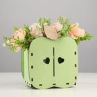 Кашпо деревянное для цветов "Яблоко", зеленый чай, 15,4х10,8х18,9 см - Фото 1