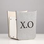 Кашпо деревянное "Х.О" блестящее, серебро, 15,7х13,1х19,5 см - фото 53360459