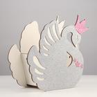 Кашпо деревянное "Белый лебедь на пруду", белый, 25,8х11,8х24,4 см - фото 53803317