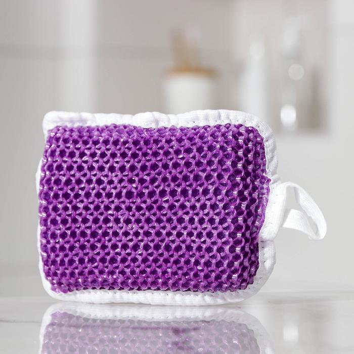 Губка для тела с эффектом пилинга, 10×12×4 см, МИКС - Фото 1