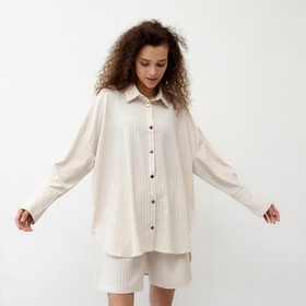 Комплект женский (рубашка, шорты) MINAKU: Casual Collection цвет бежевый, р-р 44