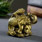 Фигура "Слон на деньгах" состаренное золото, 10х8,5х6см - фото 23875000
