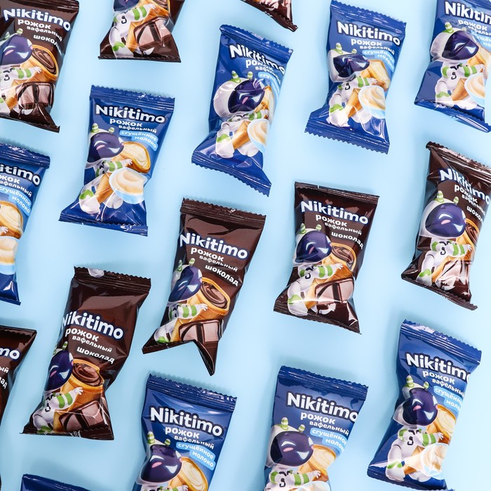 Вафельный рожок «Панда» с начинками со вкусом сгущенного молока и шоколада (ассорти), 3 кг - Фото 1