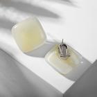 Серьги из витражного стекла "Ромб", цвет белый - фото 25979011