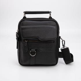 Сумка-планшет на молнии, 3 наружных кармана, длинный ремень, цвет чёрный