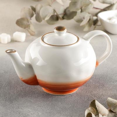 Чайник фарфоровый заварочный Доляна «Космос», 600 мл, цвет оранжевый