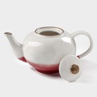 Заварочный чайник Доляна «Космос», 600 мл, фарфор, белый, красный - Фото 2