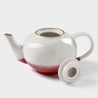 Заварочный чайник Доляна «Космос», 600 мл, фарфор, белый, красный - Фото 3