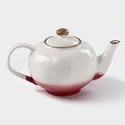 Заварочный чайник Доляна «Космос», 600 мл, фарфор, белый, красный - Фото 4