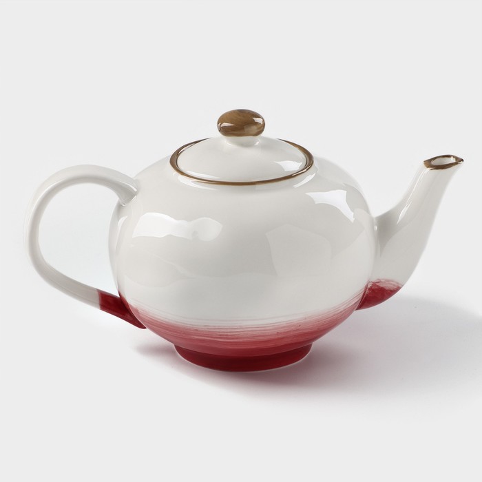 Чайник фарфоровый заварочный Доляна «Космос», 600 мл, цвет красный - фото 1882218126