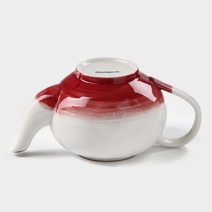 Чайник фарфоровый заварочный Доляна «Космос», 600 мл, цвет красный - фото 1882218129