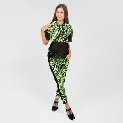 Костюм женский (свитшот, брюки), цвет салатовый, размер 52