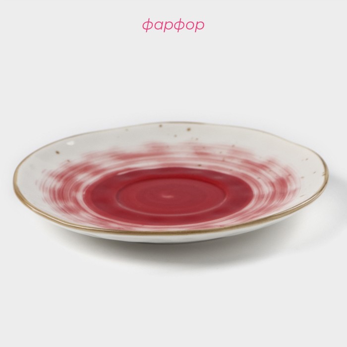 Блюдце фарфоровое Доляна «Космос», d=16 см, цвет красный - фото 1907253314