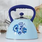 Чайник со свистком из нержавеющей стали Доляна «Свиристель», 3 л, цвет голубой - фото 318546403