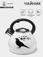Чайник Доляна «Свиристель», 3 л, со свистком, нержавеющая сталь, голубой - Фото 1
