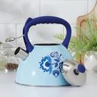 Чайник со свистком из нержавеющей стали Доляна «Свиристель», 3 л, цвет голубой - Фото 2