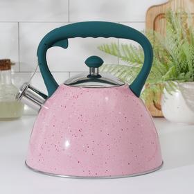 Чайник со свистком из нержавеющей стали Доляна «Тропики», 3 л, цвет розовый