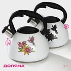 Чайник Доляна «Колибри», 3 л, со свистком, с индикатором нагрева, нержавеющая сталь, белый - Фото 1