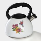 Чайник Доляна «Колибри», 3 л, со свистком, с индикатором нагрева, нержавеющая сталь, белый - Фото 3